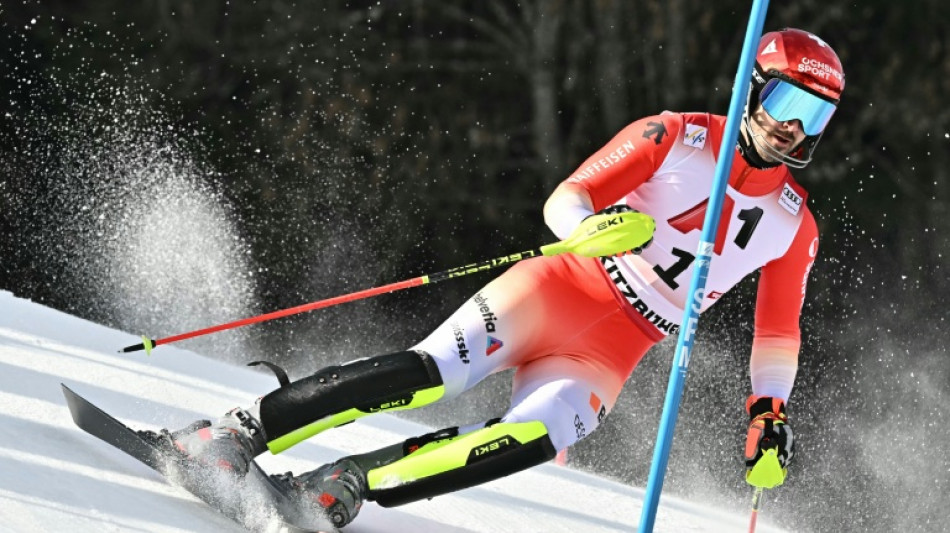 Meillard tops first run of Kitzbuehel slalom, Noel lurks