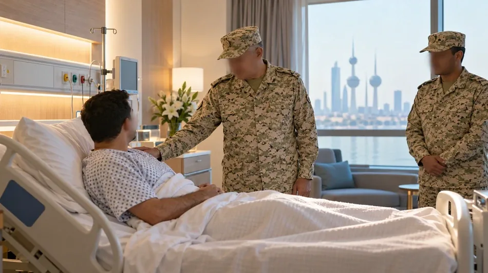 Kuwait National Guard official visits member injured during training